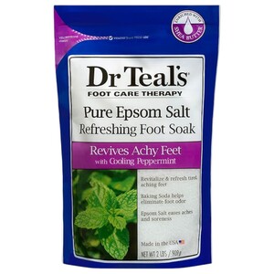 Dr Teal's Pure Epsom Bath Salt Refreshing Foot Soak Cooling Peppermint 909G
