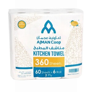 Ajman Coop Kitchen Roll 6X60sheetsx2ply