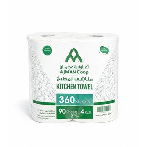 Ajman Coop Kitchen Roll 4X90sheetsx2ply