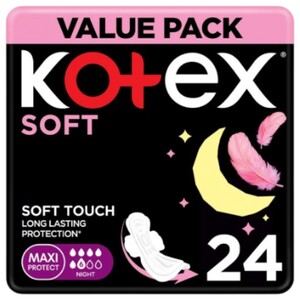 Kotex Soft Maxi Protect Night + Wings 24 Pieces