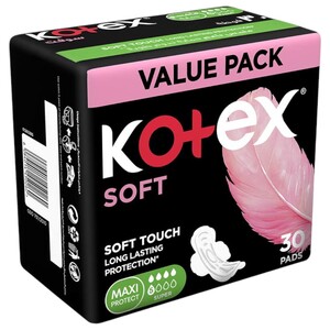 Kotex Soft Maxi Protect Super + Wings 30 Pieces