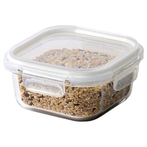 Lock N Lock Tempered Glass Square Airtight Food Container With 4-Side Locking Lid, Microwave, Freezer & Dishwasher Safe 520 Ml