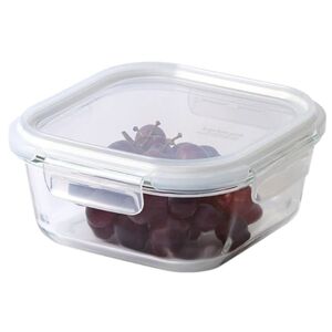 Lock N Lock Tempered Glass Square Airtight Food Container With 4-Side Locking Lid, Microwave, Freezer & Dishwasher Safe 800 Ml