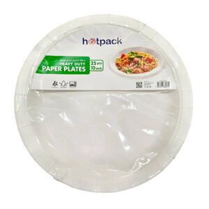 Hotpack Heavy Duty Paper Plates 10" 25 Pcs