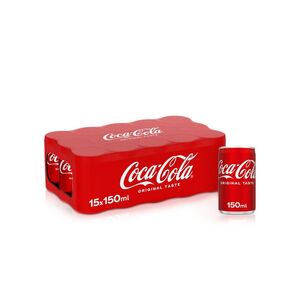 Coca Cola Original Taste Carbonated Soft Drink Can, 150 Ml Pack Of 15