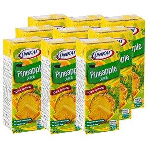 Unikai Juice 100% Pineapple 250Ml X9