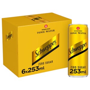 Schweppes Tonic Water Zero Sugar 253Ml X6