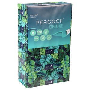 Peacock Facial Tissue Deluxe 2Ply 150 Sheets X5