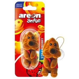 Areon Smile Car Air Freshener Toy Brown Dog Strawberry