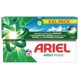 Ariel Pods Laundry Detergent All In 1 Alpine 38 Washes 19.1Kg