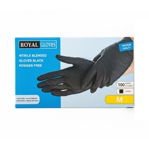 Royal Gloves	Disposable Gloves Nitrile Black Medium 100Pcs