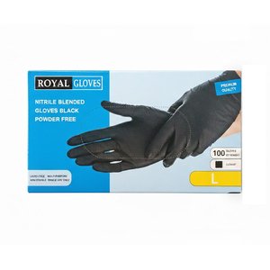 Royal Gloves	Disposable Gloves Nitrile Black Large 100Pcs