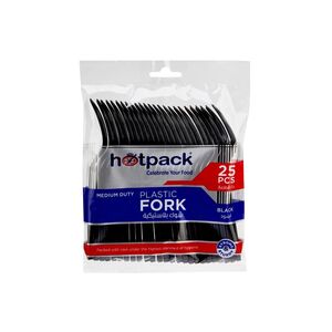Hotpack Plastic Fork Medium Duty Black 25 Pcs