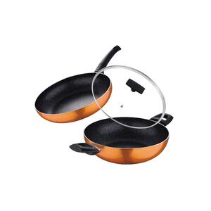 Bergner Ultra 3Pcs Set Frypan 28X6cm + Kadai With Lid 28X8cm Alu Ind
