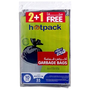 Hotpack Garbage Bags 80 X 110Cm 55 Gallons 10 Pieces 2+1 Free