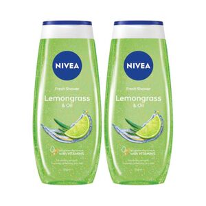 Nivea Lemongrass & Oil Shower Gel, Caring Oil Pearls, Lemongrass Scent, 250 Ml Pack Of 2