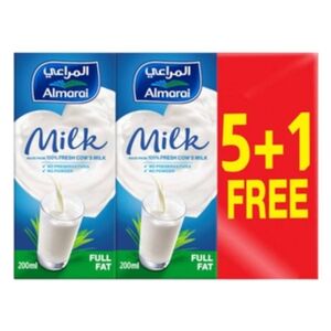 Almarai Uht Full Fat Milk With Vitamin Tetra 200 Ml 6 Pcs