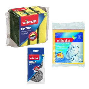 Vileda Sponge Cloth 3 Pc + Tip Top 3 Pc + Inox 2 Pc