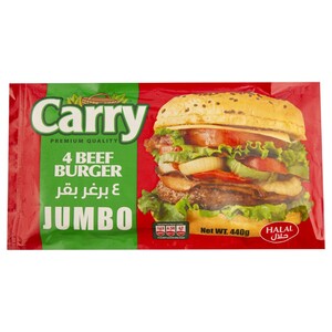 Carry Frozen Beef Burger Jumbo 4 Pieces 440G