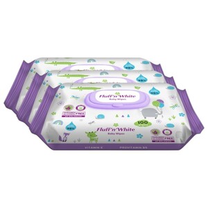 Fluff'n White Baby Wipes 100 Pieces X3