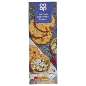Co Op Crackers Sea Salt & Black Pepper 185G