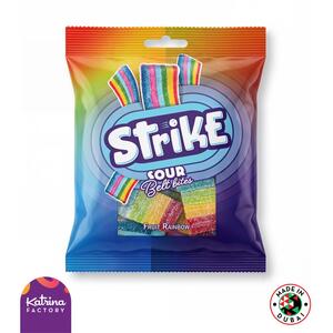 Strike Gummy Candies Sour Belts Bites -Fruit Rainbow 70G