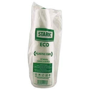Stark Eco Plastic Cups White 180Cc 50 Pieces