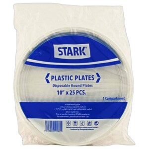 Stark Disposable Round Plastic Plates 10Inch 25 Pieces