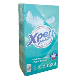 Xpert Facial Tissue 2 Ply 200 Sheets X 5 Pcs