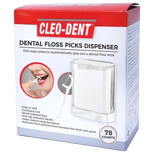 Cleo-Dent Dental Floss Picks Dispenser 78 Pieces