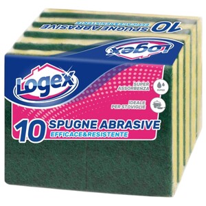Logex Abrasive Sponge Scourer 10 Pieces