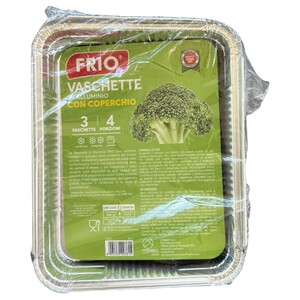 Frio Rectangular Aluminum Food Containers With Lids 4 Portions 3 Pieces