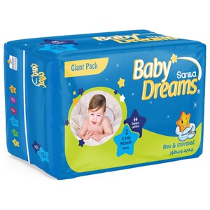 Baby Dreams Diapers Size 3 Medium 44 Pieces -10% Off