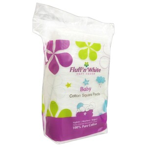 Fluff'n White Baby Cotton Square Pads 60 Pieces