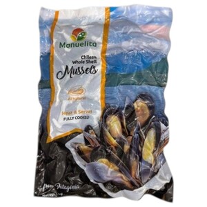 Manuelita Frozen Whole Shell Mussels 1Kg