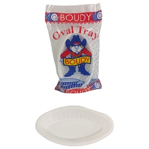 Boudy Disposable Plastic Tray Oval 50 Pieces
