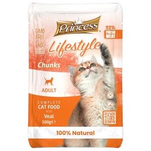 Princess Lifestyle Adult Cat Food Veal 100G