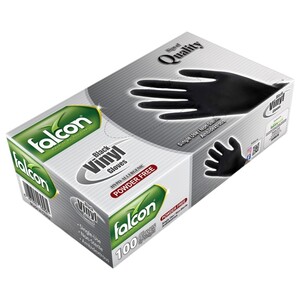 Falcon Black Vinyl Gloves Large 100 Pieces