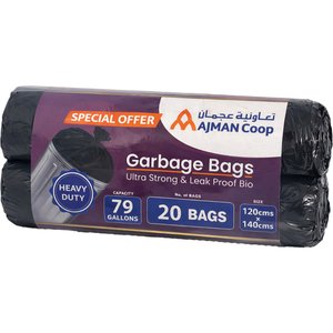 Ajman Coop Garbage Bag Black 120X140cm 2X10's