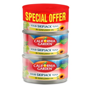 California Garden Solid Skipjack Tuna In Sunflower Oil, 3X170g