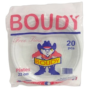 Boudy Disposable Plastic Plates Magnum Blanc 22Cm 20 Pieces