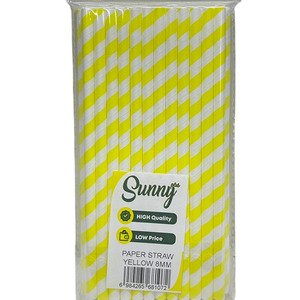 Sunny Plus Paper Straw Yellow 8Mm 25Pcs