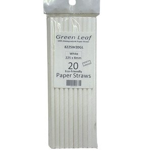 Green Leaf Paper Straws 20Pcs 8Mm