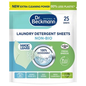 Dr.Beckmann Laundry Detergent Sheets Non Bio Magic Leaves 25 Pieces