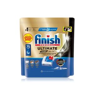 Finish Ultimate Plus Dishwasher Tablets Lemon Scent 3X More Cleaning Power 75 Tabs