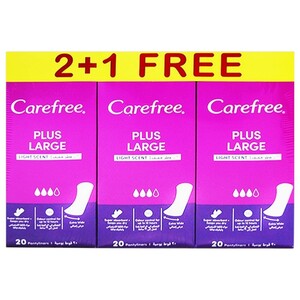 Carefree Pantyliners Plus Large Light Scent 20 Pieces 2 +1 Free