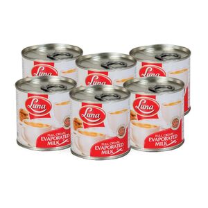 Luna Evaporated Full Cream Milk Easy Open Can, 170 Gr Pack Of 6