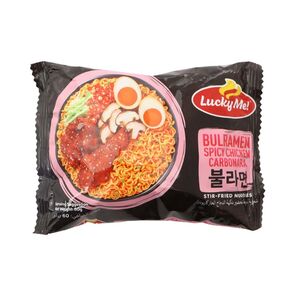 Lucky Me Bulramen Spicy Chicken Carbonara Stir-Fried Noodles 60 Gr