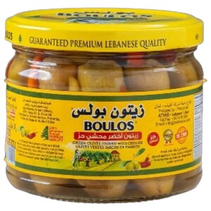 Boulos Green Olives Stuffed With Hot Pepper 300G