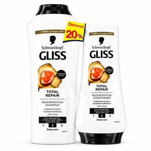 Gliss Total Repair Shampoo 400Ml+Cond -20%